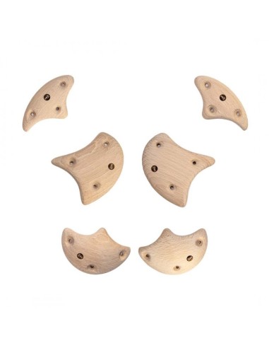 Wooden Small Axe Crimps - 6 symmetrische Klettergriffe aus Holz - Leisten