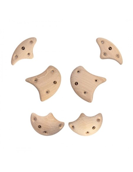 Wooden Small Axe Crimps - 6 symmetrische Klettergriffe aus Holz - Leisten
