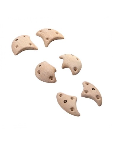 Wooden Small Axe Crimps - 6 symmetrische Klettergriffe aus Holz - Leisten