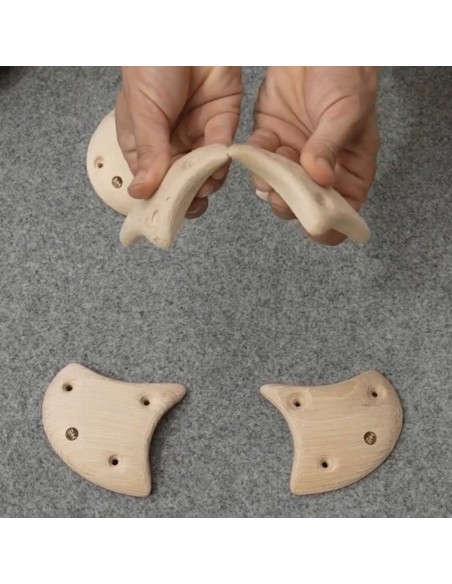 Wooden Small Axe Crimps - 6 symmetrische Klettergriffe aus Holz - Leisten