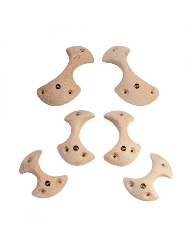 Wooden Small Axe Pinches - 6 symmetrische Klettergriffe aus Holz - Zangen