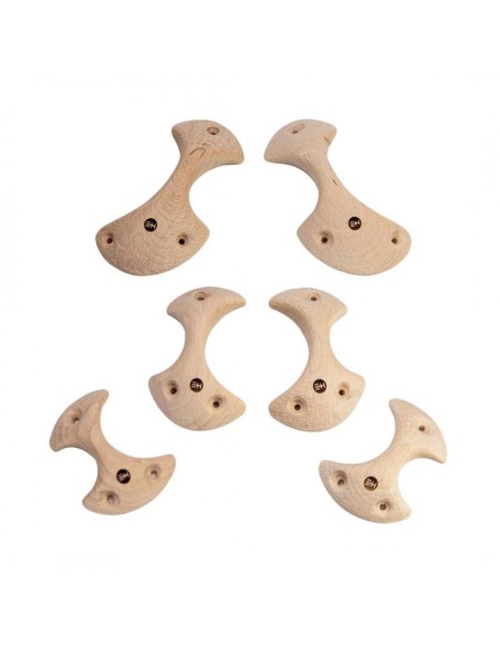 Wooden Small Axe Pinches - 6 symmetrische Klettergriffe aus Holz - Zangen