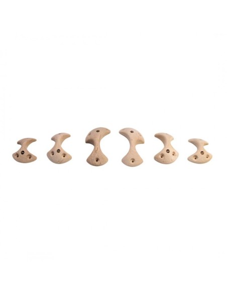 Wooden Small Axe Pinches - 6 symmetrische Klettergriffe aus Holz - Zangen