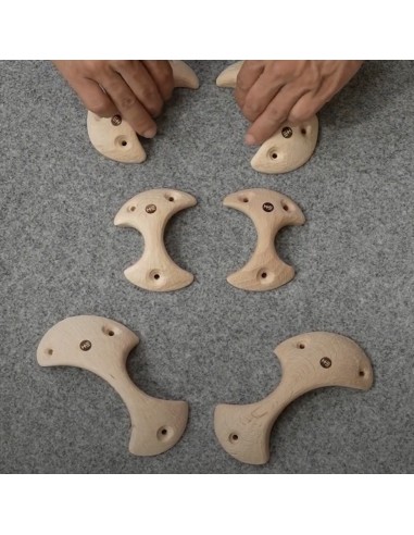 Wooden Small Axe Pinches - 6 symmetrische Klettergriffe aus Holz - Zangen