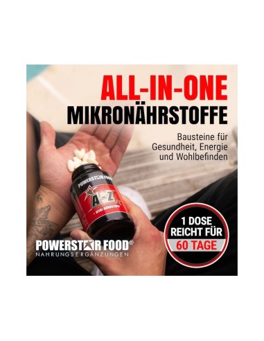 Powerstar Food - A-Z - Vitamine & Mineralien - 180 Vitalstoff Tabletten